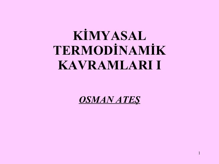 kimyasal termodinamik
